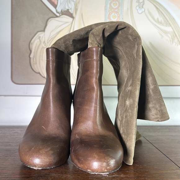 Vince Corrine Brown Tan Soft Suede & Leather Tall Pull On Boot - Picture 11 of 11